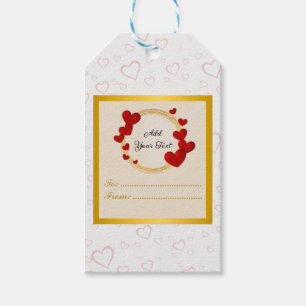 Elegant Valentines, Love, Anniversary Red Heart Gift Tags