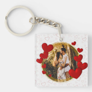 Elegant Valentines, Love, Anniversary Red Heart Key Ring