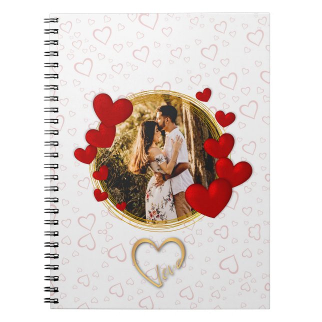 Elegant Valentines, Love, Anniversary Red Heart Notebook (Front)
