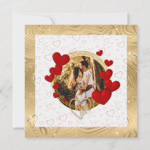 Elegant Valentines, Love, Anniversary Red Hearts Thank You Card