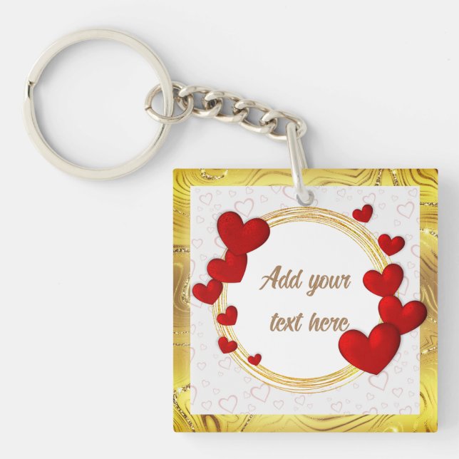Elegant Valentines, Love, Anniversary Wedding Key Ring (Front)