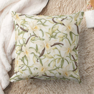 Elegant Vanilla Blossom Pattern Cushion