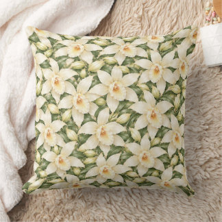 Elegant Vanilla Blossom Pattern Cushion