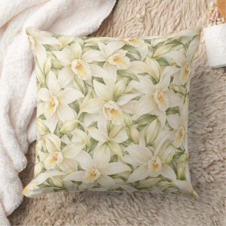 Elegant Vanilla Blossom Pattern Cushion