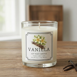 Elegant Vanilla Soy Wax Candle Business Label