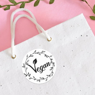 Elegant  Vegan Leaf  Classic Round Sticker