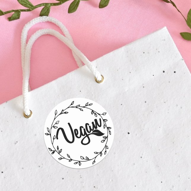 Elegant  Vegan Leaf   Classic Round Sticker (Creator Uploaded)