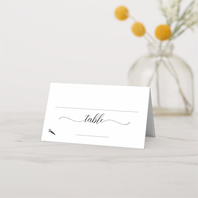 Elegant Vegetarian Meal Option Wedding Place Card (Front)