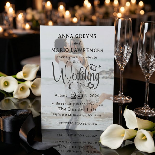 Elegant Vellum Overlay Modern 2 Photo Wedding  Invitation (Creator Uploaded)