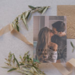 Elegant Vellum Overlay Watercolor 2 Photo Wedding  Save The Date<br><div class="desc">Send your engagement announcements in style with this elegant black and white 2 photo wedding Save the Date, featuring a faux vellum texture layer over your light coloured engagement photo on the front, and another vertical engagement photo on the reverse. CREATOR'S NOTE: The "vellum overlay" on this product is a...</div>