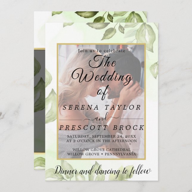 Elegant Vellum Overlay Wedding  Invitation (Front/Back)