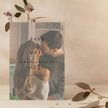 Elegant Vellum QR Code Watercolor Photo Wedding Save The Date<br><div class="desc">Send your engagement announcements in style with this elegant black and white wedding Save the Date, featuring a faux vellum texture layer over your light coloured engagement photo. The back of the invitation features a popular black and white watercolor texture, and a QR code link to your wedding website. Designed...</div>