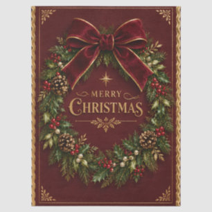 Elegant Velvet Bow Christmas, Luxury Botanical Tissue Paper
