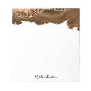 Elegant Velvet Rust Gold Marble Agate Geode Notepad