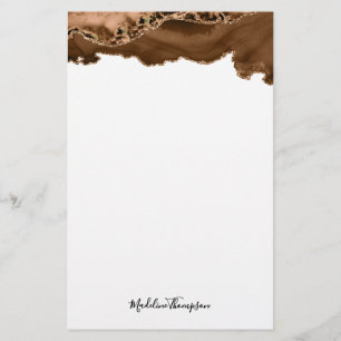 Elegant Velvet Rust Gold Marble Agate Geode Stationery
