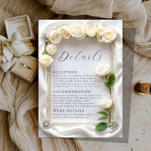 Elegant Velvet White Roses Details Enclosure Card
