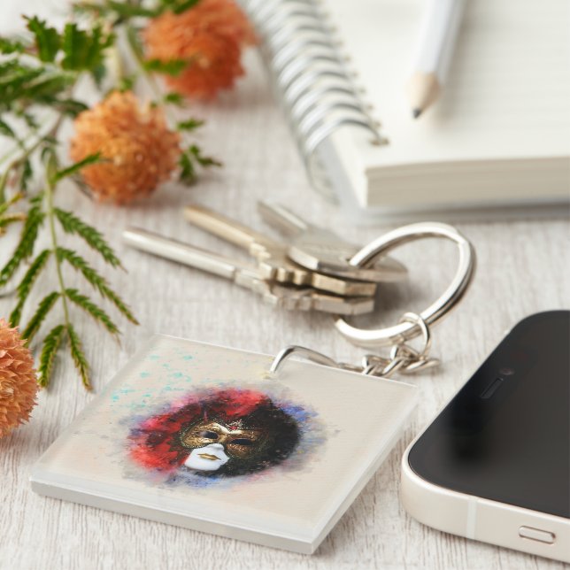 Elegant Venetian Carnival Mask Keychain – Timeless (Front Right)