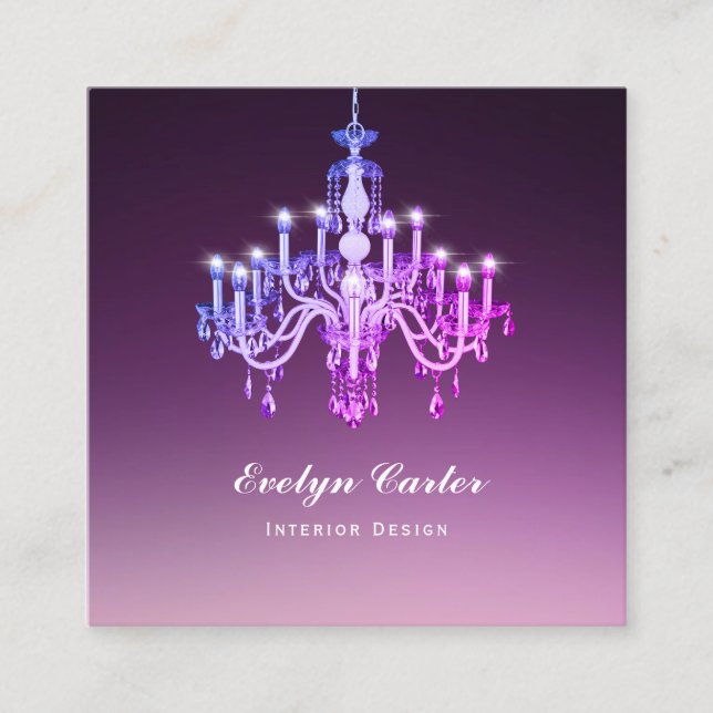 Elegant Venetian Chandelier Square Business Card (Front)