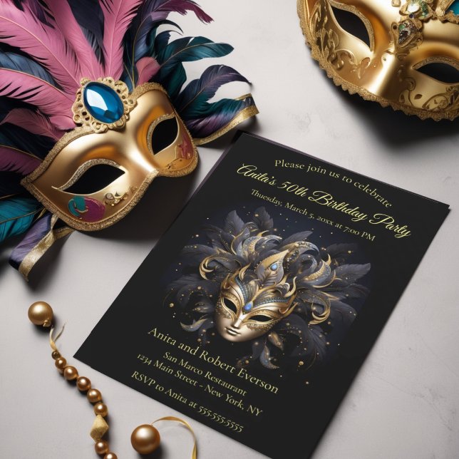Elegant Venetian Mask Mardi Gras Invitation (Creator Uploaded)