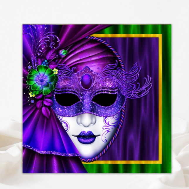 Elegant Venetian Mask Mardi Gras Wedding Invitation (Creator Uploaded)