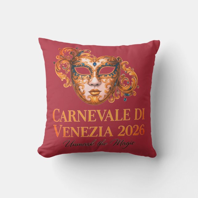 Elegant Venetian Mask Throw Pillow (Front)