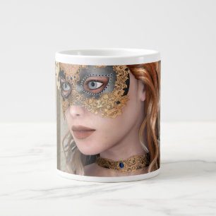 Elegant Venetian Masquerade Portrait Art Large Coffee Mug