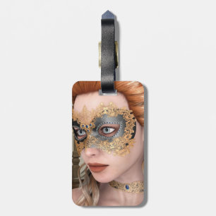 Elegant Venetian Masquerade Portrait Art Luggage Tag