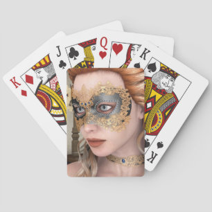 Elegant Venetian Masquerade Portrait Art Playing Cards