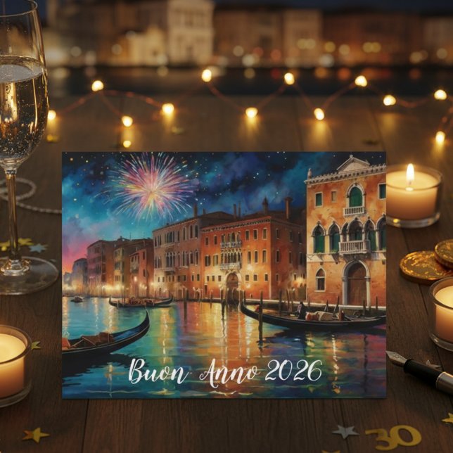Elegant Venice Fireworks New Year Holiday Card (Creator Uploaded)