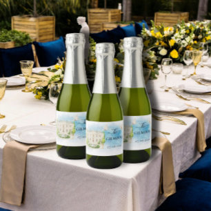 Elegant Venue fountain flower doves Wedding Luxury Sparkling Wine Label