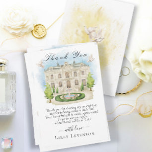 Elegant Venue with Fountain, flowers Bridal Shower Thank You Card
