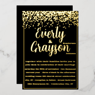 Elegant Veri Black and Gold Confetti Wedding  