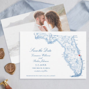 Elegant Vero Beach Florida Wedding Navy Map Save The Date