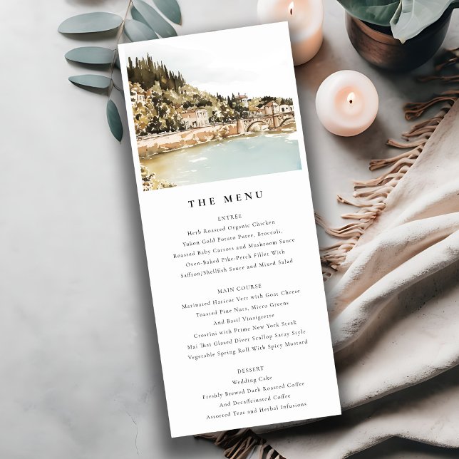 Elegant Verona Adige River Italy Wedding Menu Card (Creator Uploaded)