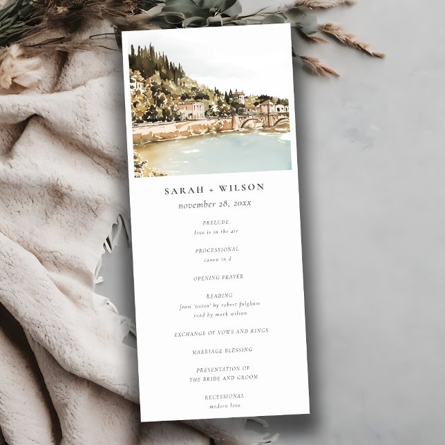 Elegant Verona Adige River Italy Wedding Program (Creator Uploaded)