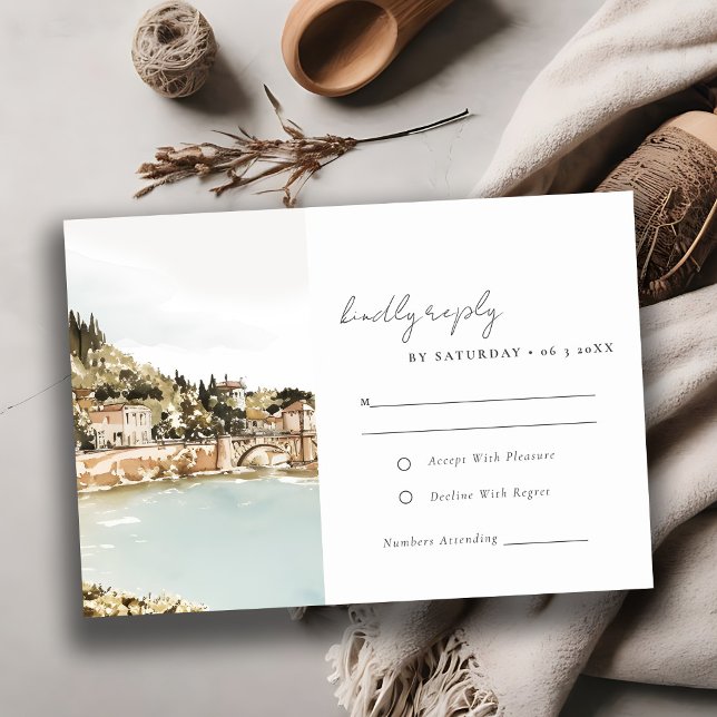 Elegant Verona Adige River Italy Wedding Reception RSVP Card (Creator Uploaded)