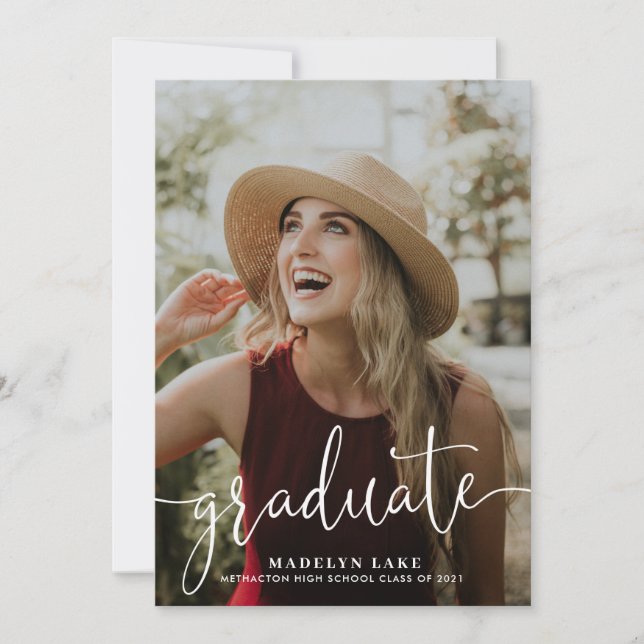 Elegant Vertical Four Photo 2023 Graduation  Announcement (Front)