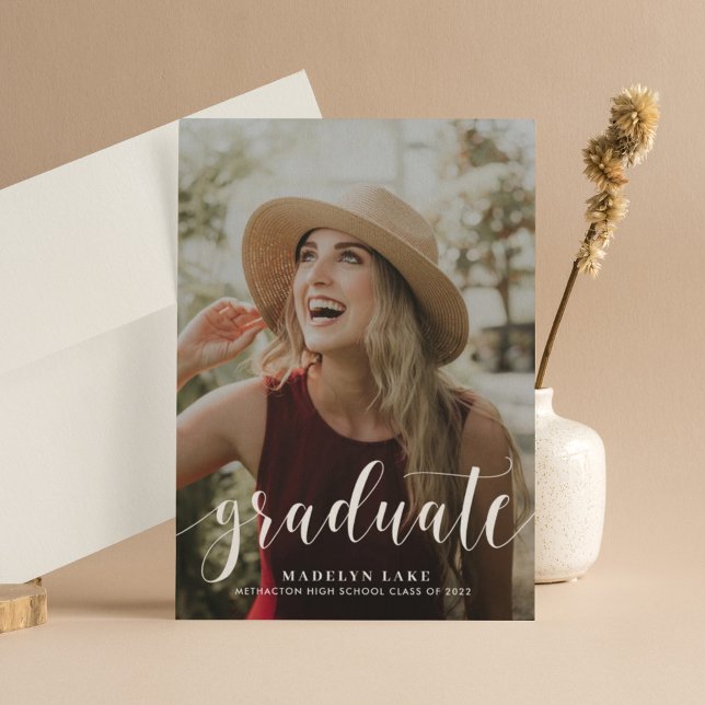 Elegant Vertical One Photo Graduation Party Invitation (Creator Uploaded)