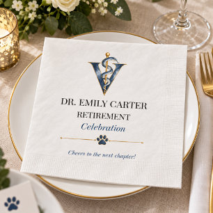 Elegant Veterinarian Retirement Celebration Party Napkin
