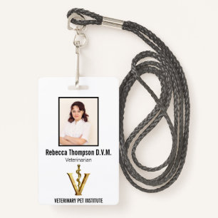 Elegant Veterinary Medicine Gold V Vet   Photo ID ID Badge