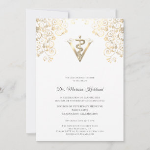 Elegant Veterinary White Coat Ceremony Invitation 