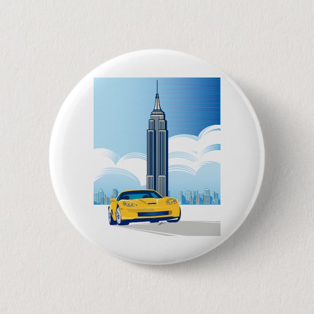 ELEGANT VETTE AUTOMOBILE ART 6 CM ROUND BADGE (Front)