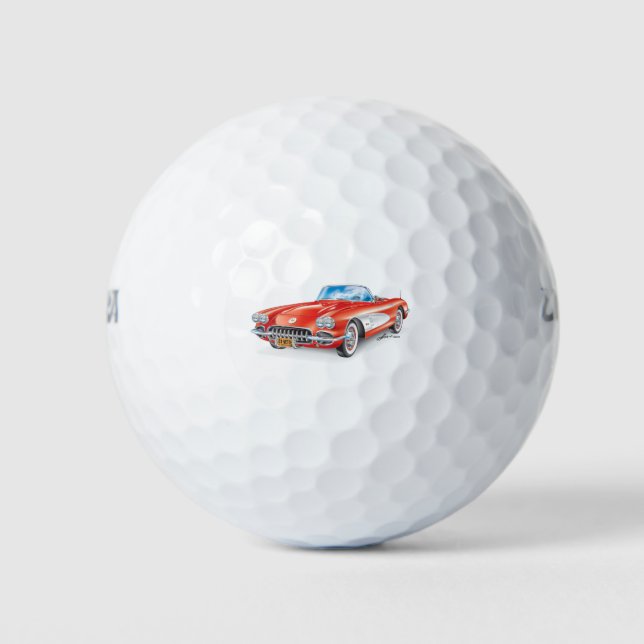 ELEGANT VETTE AUTOMOBILE ART GOLF BALLS (Front)