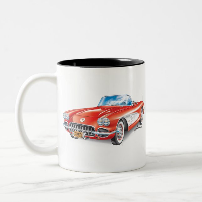 ELEGANT VETTE AUTOMOBILE ART Two-Tone COFFEE MUG (Left)