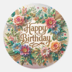 Elegant vibes floral Birthday sticker