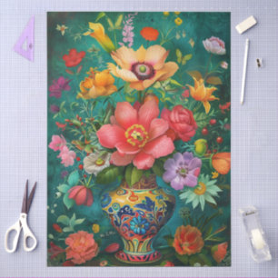 Elegant Vibrant Colorful Floral Decoupage Tissue Paper