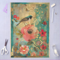 Elegant Vibrant Colourful Floral Decoupage