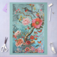 Elegant Vibrant Colourful Floral Decoupage
