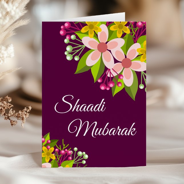 Elegant Vibrant Floral Shaadi Mubarak Card (Creator Uploaded)