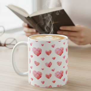 Elegant & Vibrant Heart-Patterned White Mug
